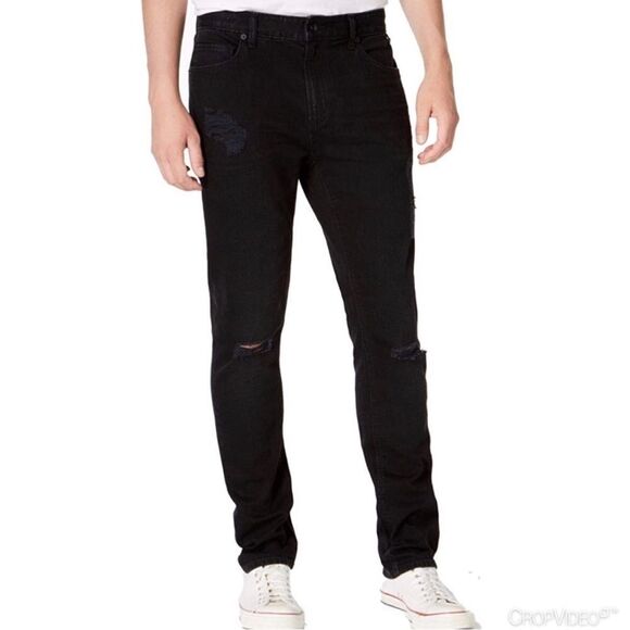 American Rag Ripped Distressed Blue Black Jeans Men’s Sz 38/30 - Picture 5 of 13